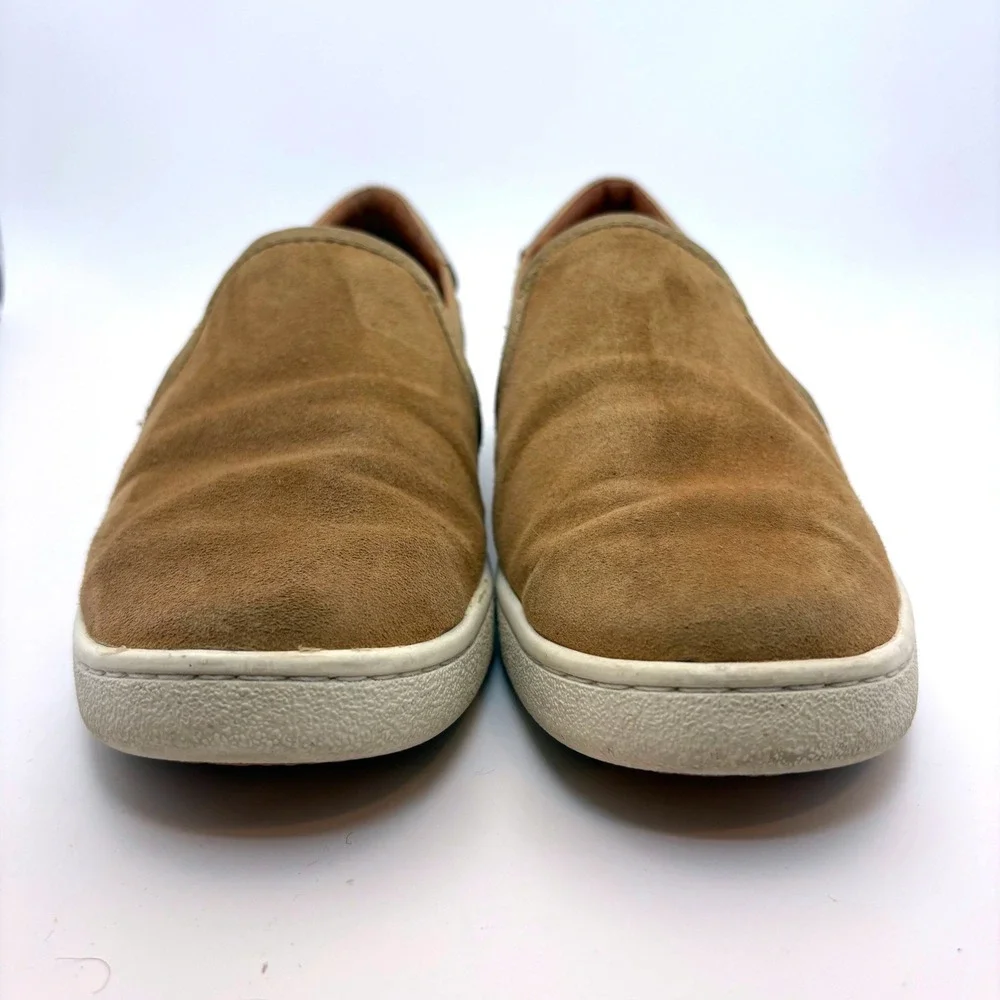 UGG Cas Slip On Suede Leather Sneakers Womens 7‎ Chestnut Brown Metallic Gold
